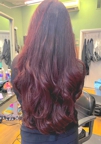 After having hair extensions added, back view